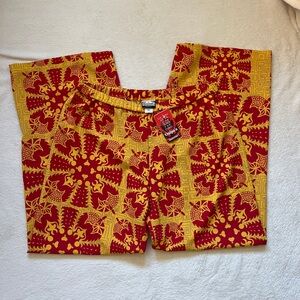 Manuhealii Red & Yellow Printed Wide-Leg Jumpsuit Pants